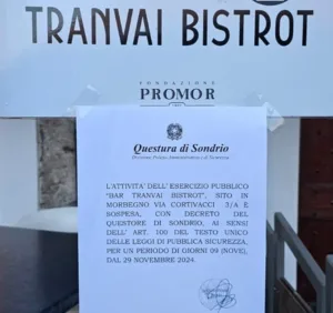 la polizia di stato chiude un bar di morbegno per 9 giorni
