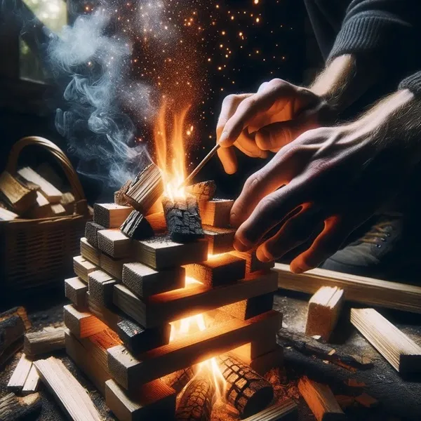 accendere il fuoco con il metodo a torcia