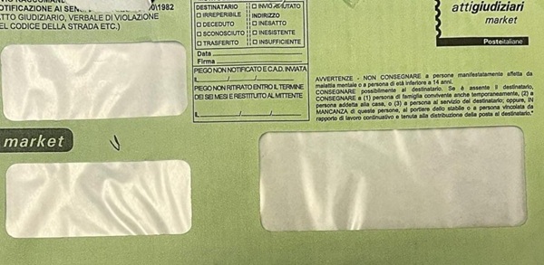 codice raccomandata 386 significato e contenuto