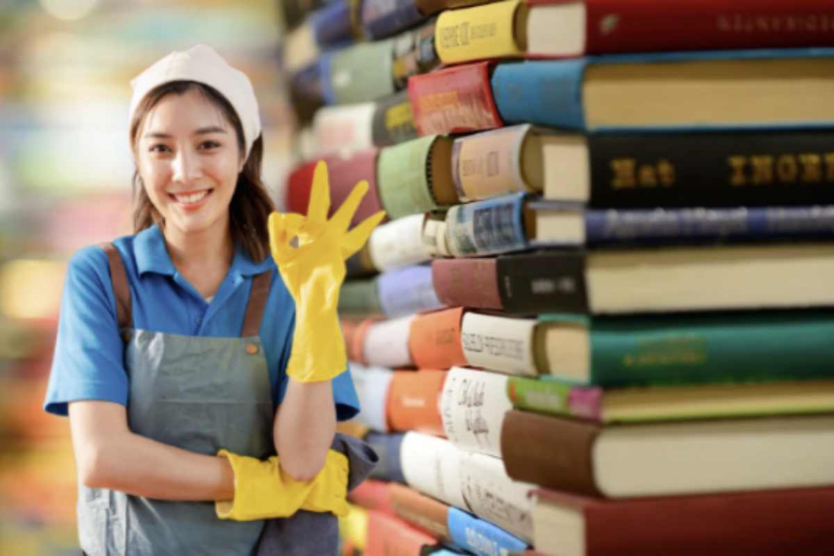 donna libri pulire|libri mano pulire