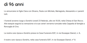 necrologi 23 febbraio