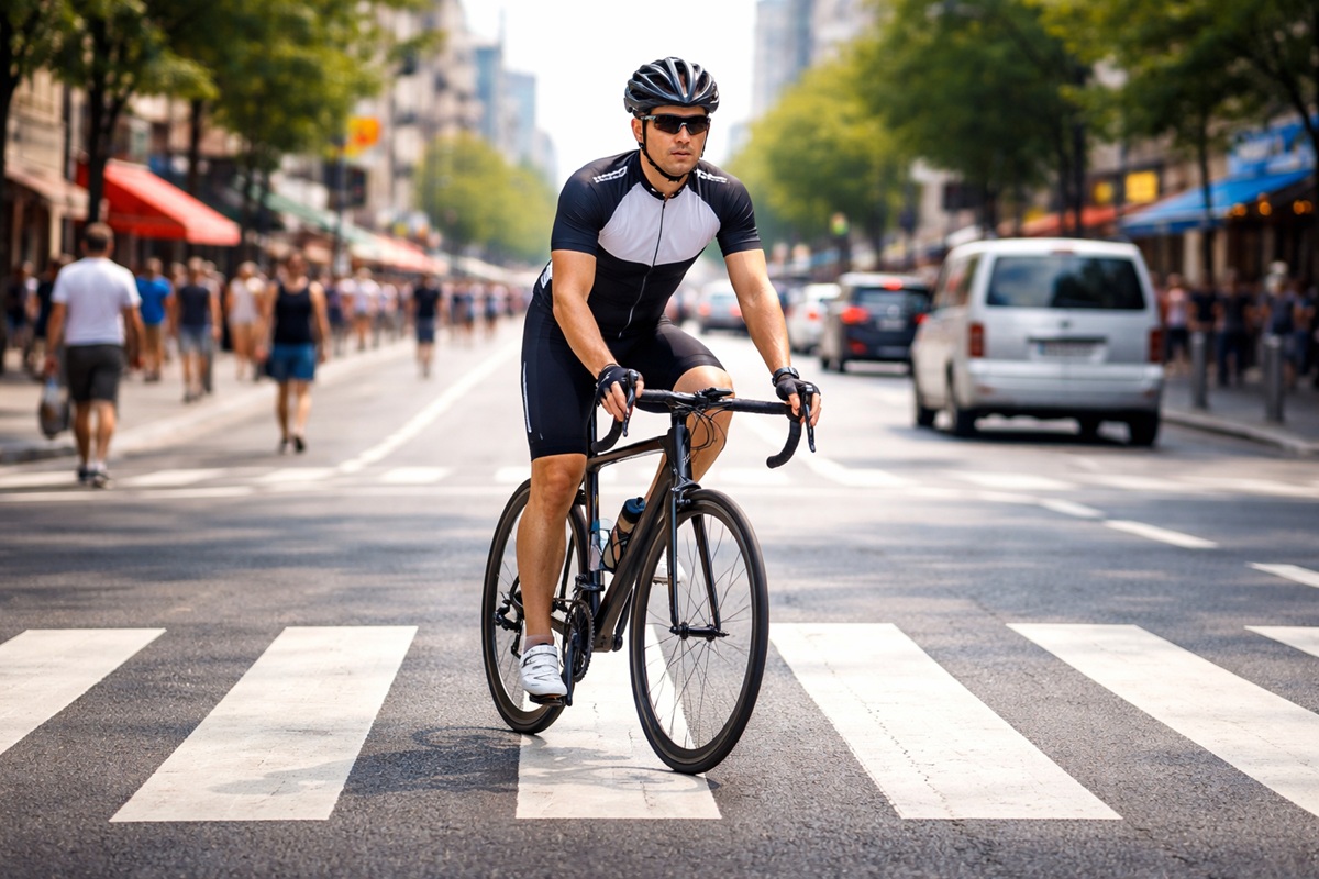 Ciclista sulle strisce