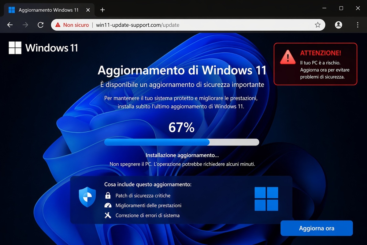 Finto aggiornamento Windows 11
