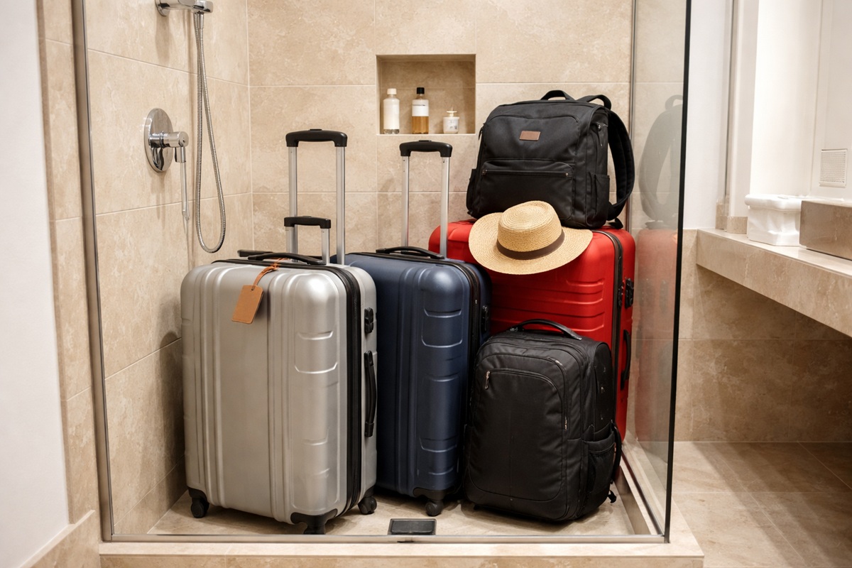 bagagli nella doccia