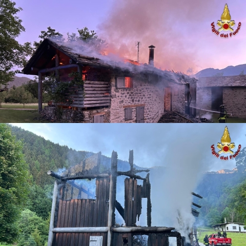 Baita in fiamme