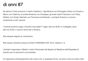 necrologi 8 luglio