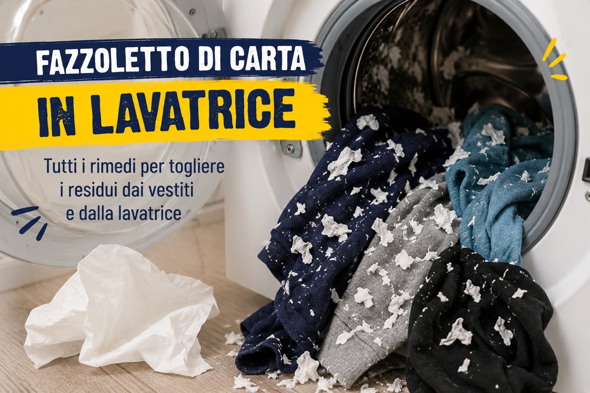 fazzoletto di carta in lavatrice