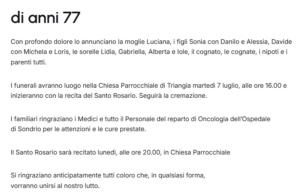 necrologi 8 luglio