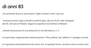 necrologi 8 luglio