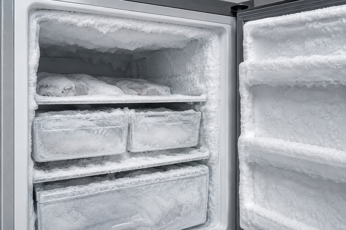 Freezer pieno di ghiaccio